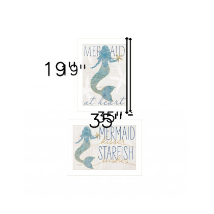 Set Of Two Two Mermaids 1 White Framed Print Wall Art