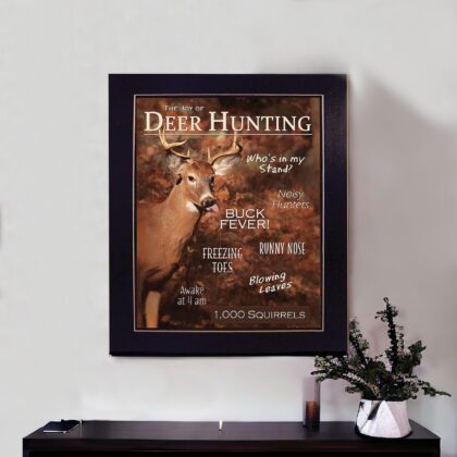 Joy of Hunting deer Black Framed Print Wall Art