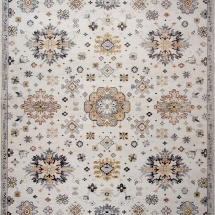 5' x 8' Gray and Gold Floral Area Rug