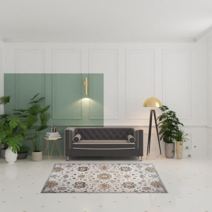 5' x 8' Gray and Gold Floral Area Rug
