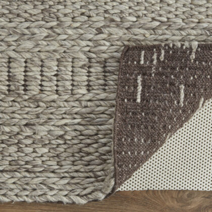 8' X 11' Ivory Gray And Tan Wool Hand Woven Stain Resistant Area Rug
