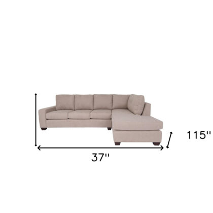 Tan Polyester Blend Stationary L Shaped Two Piece Corner Sectional