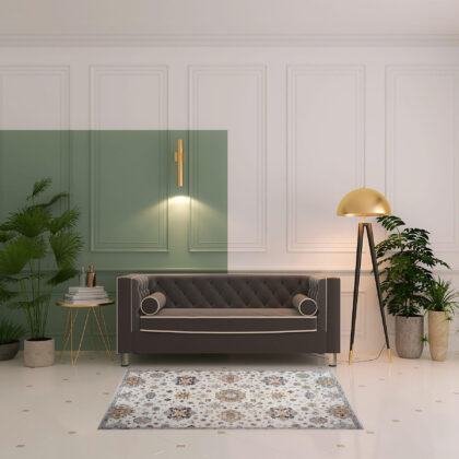 4' x 6' Cream Floral Area Rug