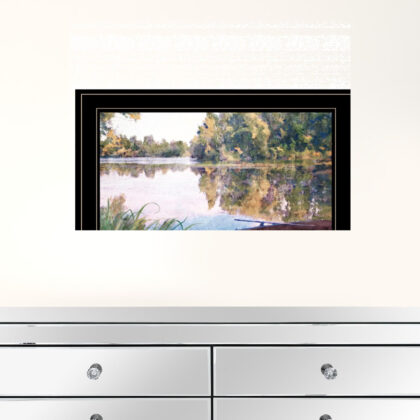 Rowboat Pond Landscape 3 Black Framed Print Wall Art