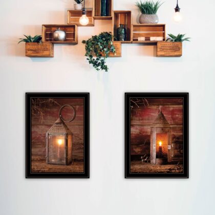 Set Of Two Innkeepers Lantern 2 Black Framed Print Wall Art