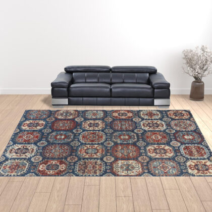 13' X 15' Abstract Power Loom Distressed Area Rug