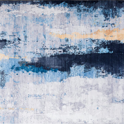 3' X 5' Blue and Yellow Abstract Printed Washable Non Skid Area Rug