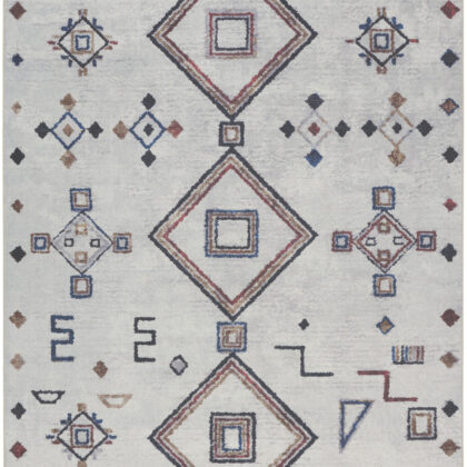 9' x 12' Gray and Brown Geometric Power Loom Washable Area Rug