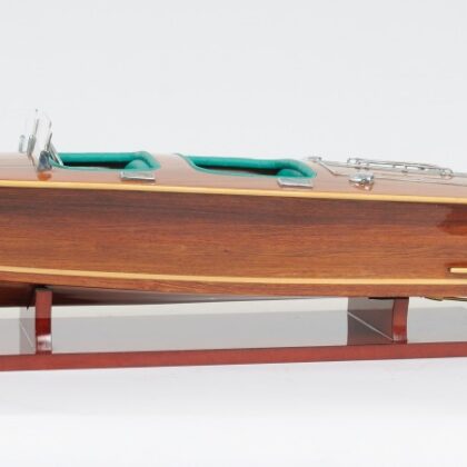 9" Wood Brown c1928 Chris Craft Triple Cockpit Hand Painted Decorative Boat