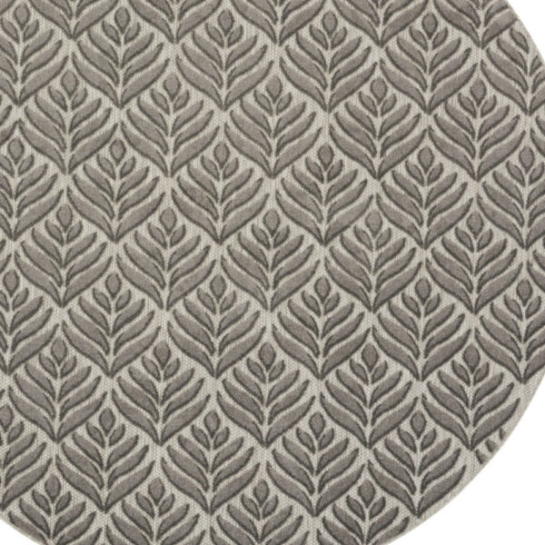 8' Charcoal Round Floral Indoor Outdoor Area Rug