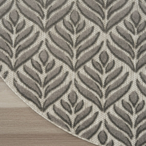 8' Charcoal Round Floral Indoor Outdoor Area Rug