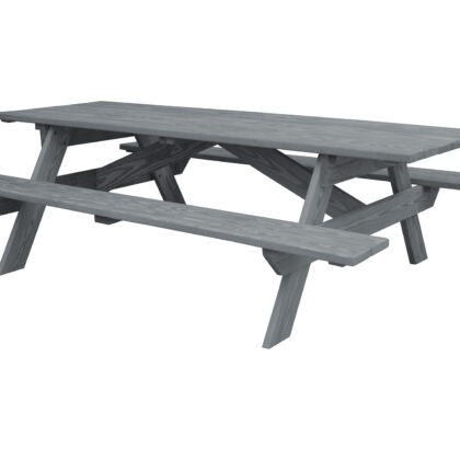 94" Gray Solid Wood Outdoor Picnic Table