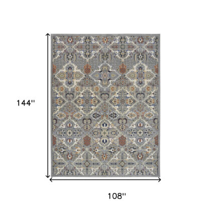 9' x 12' Green and Ivory Floral Power Loom Area Rug