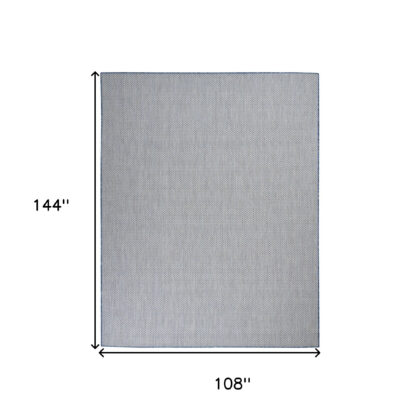 9' X 12' Blue and Ivory Indoor Outdoor Area Rug