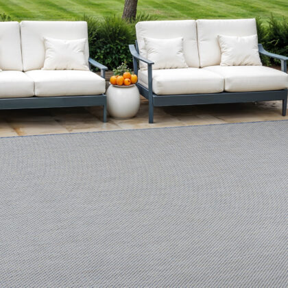 9' X 12' Blue and Ivory Indoor Outdoor Area Rug