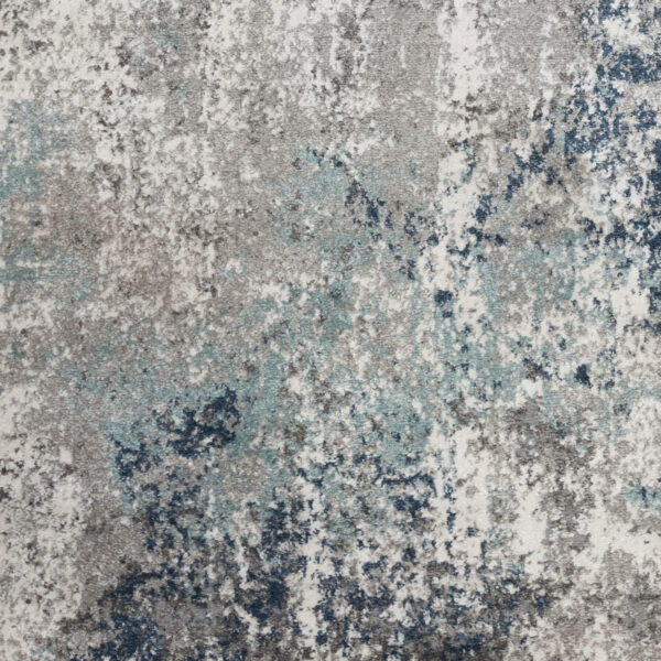 8' Gray and Blue Abstract Power Loom Runner Rug