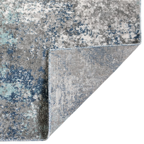 8' Gray and Blue Abstract Power Loom Runner Rug