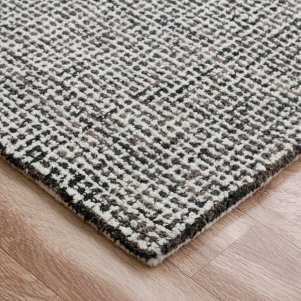 8' Runner Gray and Ivory Wool Checkered Hand Tufted Runner Rug