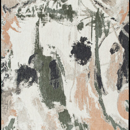 3' X 5' Gray and Orange Abstract Non Skid Area Rug
