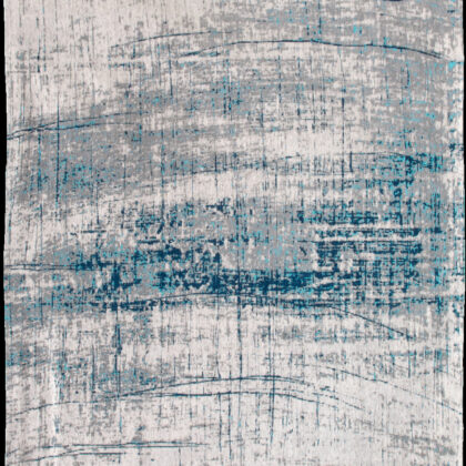 5' Blue and Gray Round Abstract Non Skid Area Rug