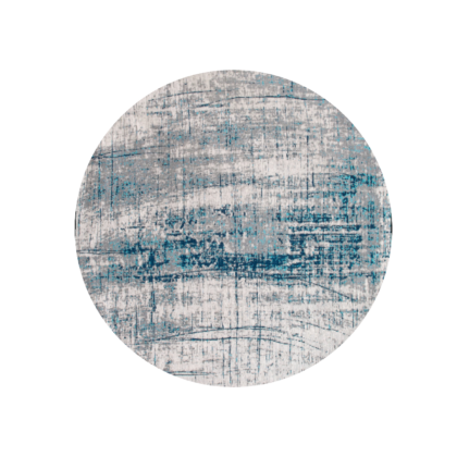 5' Blue and Gray Round Abstract Non Skid Area Rug