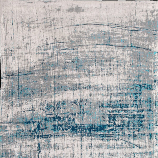 5' Blue and Gray Round Abstract Non Skid Area Rug