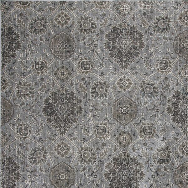 2'X4' Silver Machine Woven Floral Traditional Allover Indoor Accent Rug