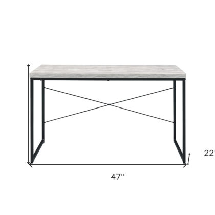 47" Antiqued White and Black Writing Desk