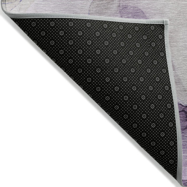 2' X 3' Gray and Purple Abstract Washable Non Skid Indoor Outdoor Area Rug