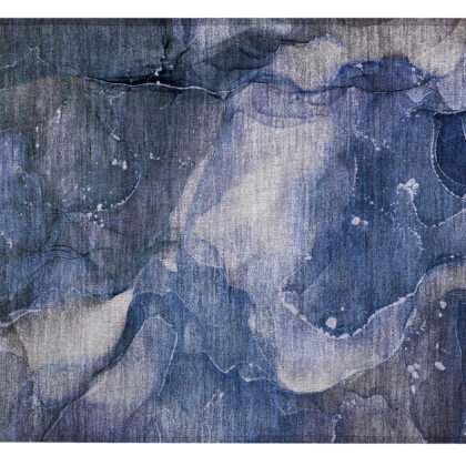 2' X 3' Blue Abstract Washable Non Skid Indoor Outdoor Area Rug