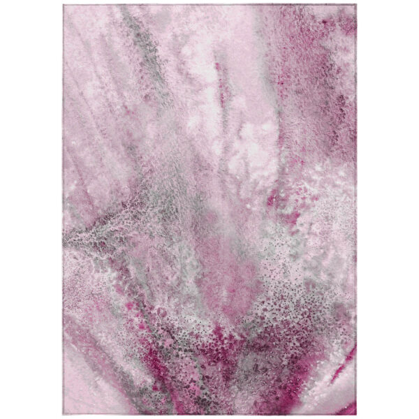 9' X 12' Pink Abstract Washable Non Skid Indoor Outdoor Area Rug