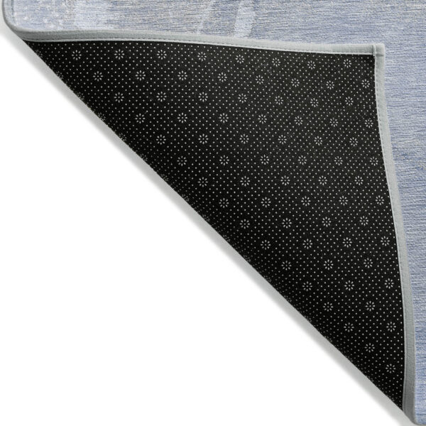 3' X 5' Blue Abstract Washable Non Skid Indoor Outdoor Area Rug