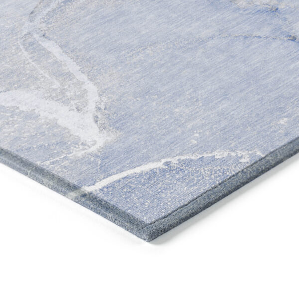 3' X 5' Blue Abstract Washable Non Skid Indoor Outdoor Area Rug