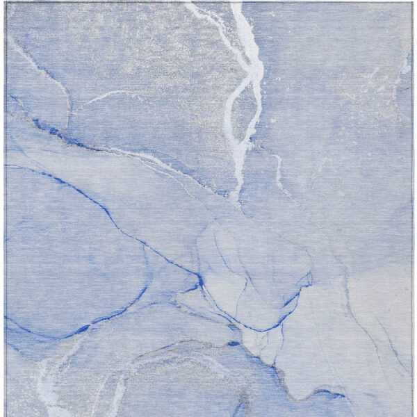 3' X 5' Blue Abstract Washable Non Skid Indoor Outdoor Area Rug