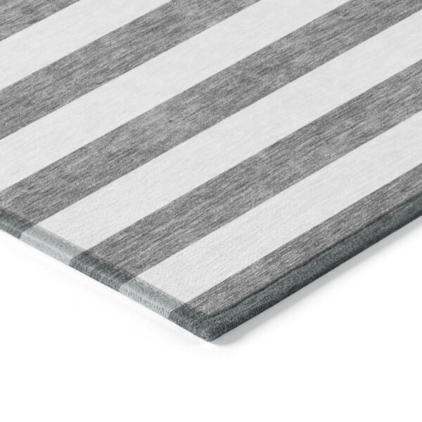 5' X 8' Charcoal Striped Washable Non Skid Indoor Outdoor Area Rug