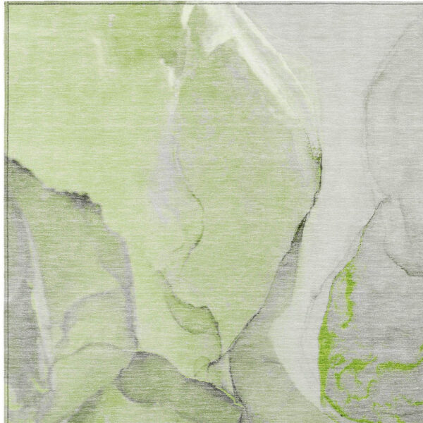 3' X 5' Green Abstract Washable Non Skid Indoor Outdoor Area Rug