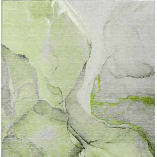 3' X 5' Green Abstract Washable Non Skid Indoor Outdoor Area Rug