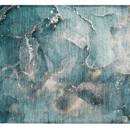 2' X 3' Teal Abstract Washable Non Skid Indoor Outdoor Area Rug