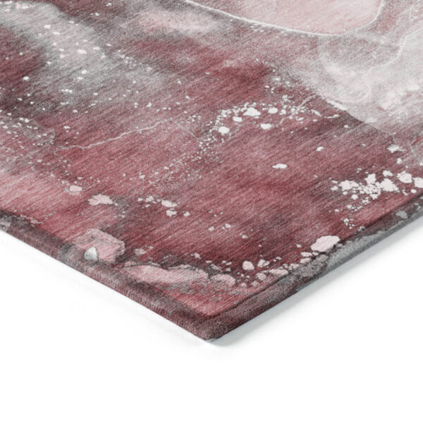 3' X 5' Merlot Abstract Washable Non Skid Indoor Outdoor Area Rug
