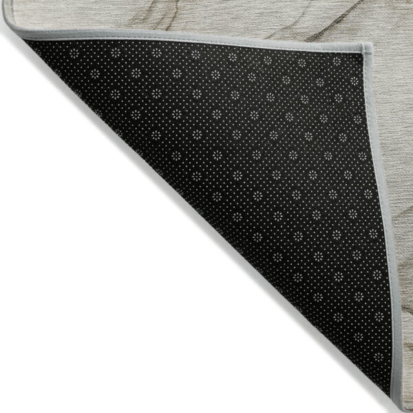 5' X 8' Beige and Gray Abstract Washable Non Skid Indoor Outdoor Area Rug