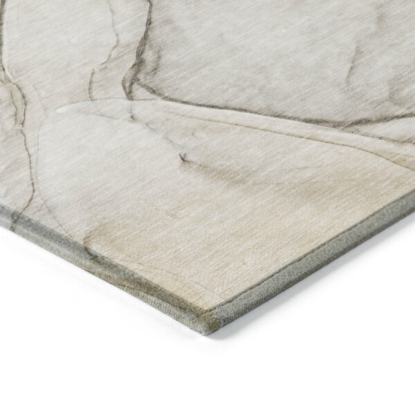 5' X 8' Beige and Gray Abstract Washable Non Skid Indoor Outdoor Area Rug