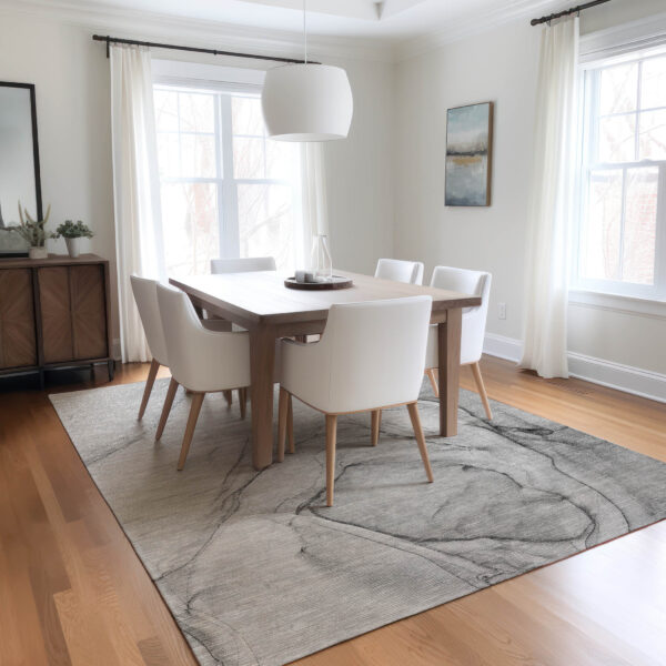 10' X 14' Gray Abstract Washable Non Skid Indoor Outdoor Area Rug