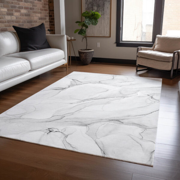 10' X 14' Gray Abstract Washable Non Skid Indoor Outdoor Area Rug