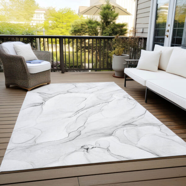10' X 14' Gray Abstract Washable Non Skid Indoor Outdoor Area Rug