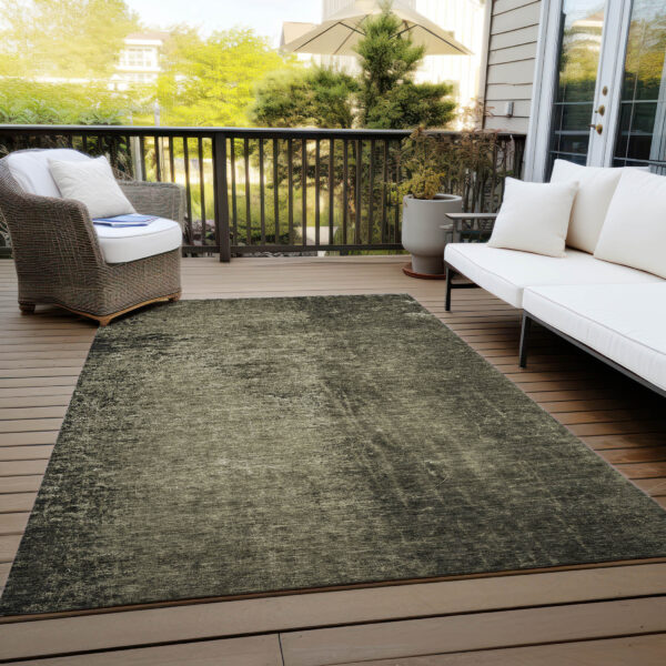 5' X 8' Gray Abstract Washable Non Skid Indoor Outdoor Area Rug