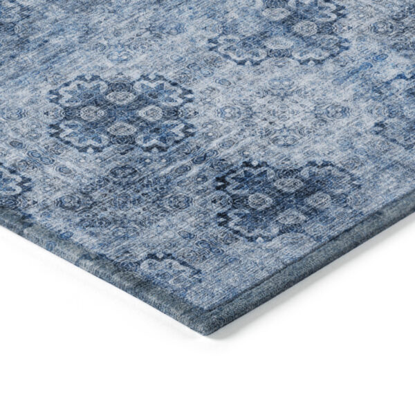 2' X 3' Navy Blue Floral Medallion Washable Non Skid Indoor Outdoor Area Rug