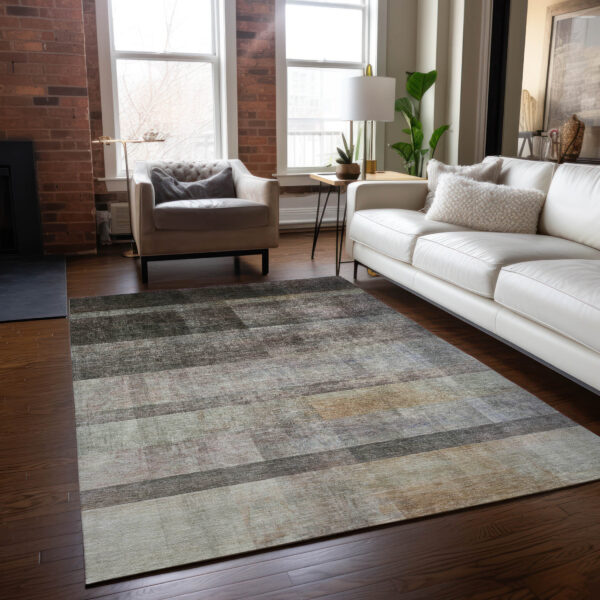 3' X 5' Brown Ombre Washable Non Skid Indoor Outdoor Area Rug