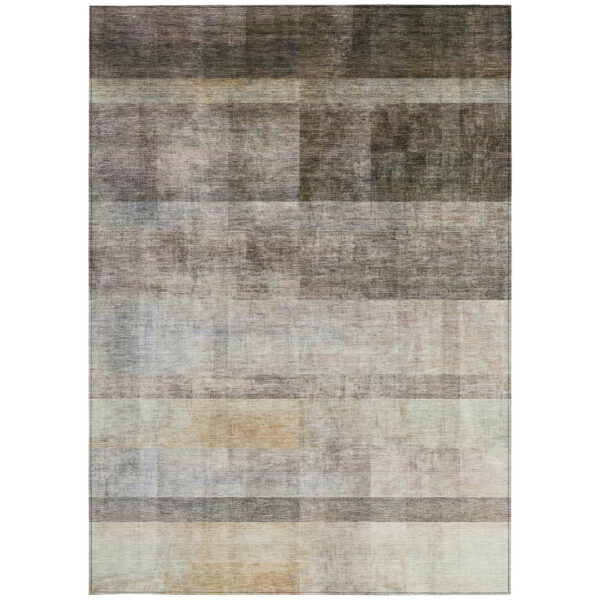 3' X 5' Brown Ombre Washable Non Skid Indoor Outdoor Area Rug