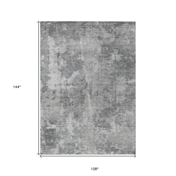 9' X 12' Gray Abstract Washable Non Skid Indoor Outdoor Area Rug