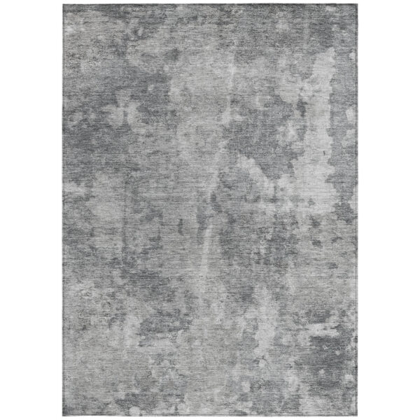 9' X 12' Gray Abstract Washable Non Skid Indoor Outdoor Area Rug